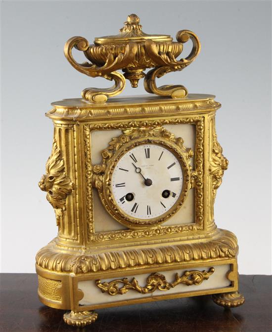 A late 19th century French ormolu mantel clock, 11.5in.